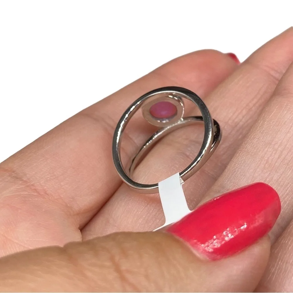 Elegant Silver and Purple Opal Ring